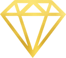 A gold diamond logo.